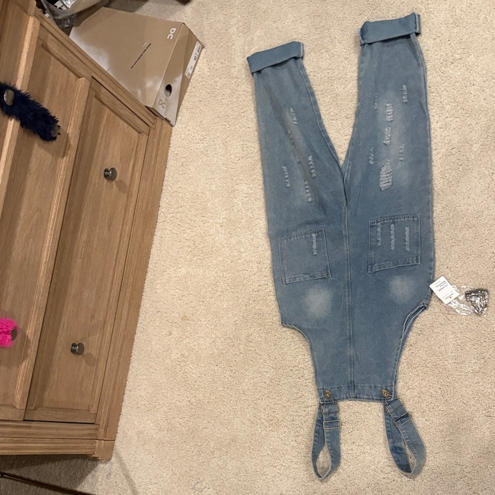 Girls Blue Denim Overalls